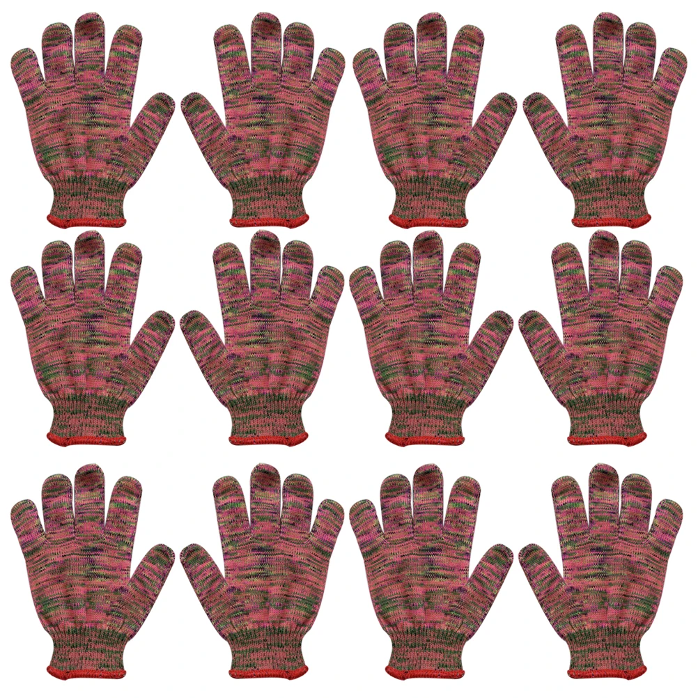 

12 Pairs Anti-slip Wear-resistant Gloves Farm Planting Nylon Work Gardening Safety Household Protective Breathable Stretchable