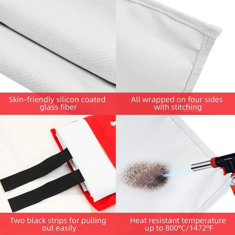 100-150cm Fire Blanket Fiberglass Fire Flame Retardant Emergency Survival Safety Cover Fire Emergency Blanket White Fire Shelter