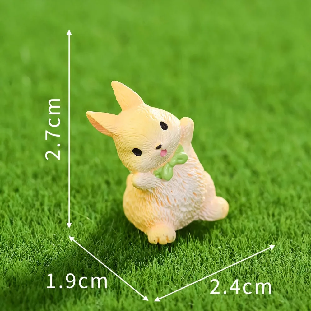 Cute Cartoon Rabbit Figure Model 3D Design Resin Micro Landscape Ornament Charming Handcraft DIY Miniature Scene Terrarium Decor