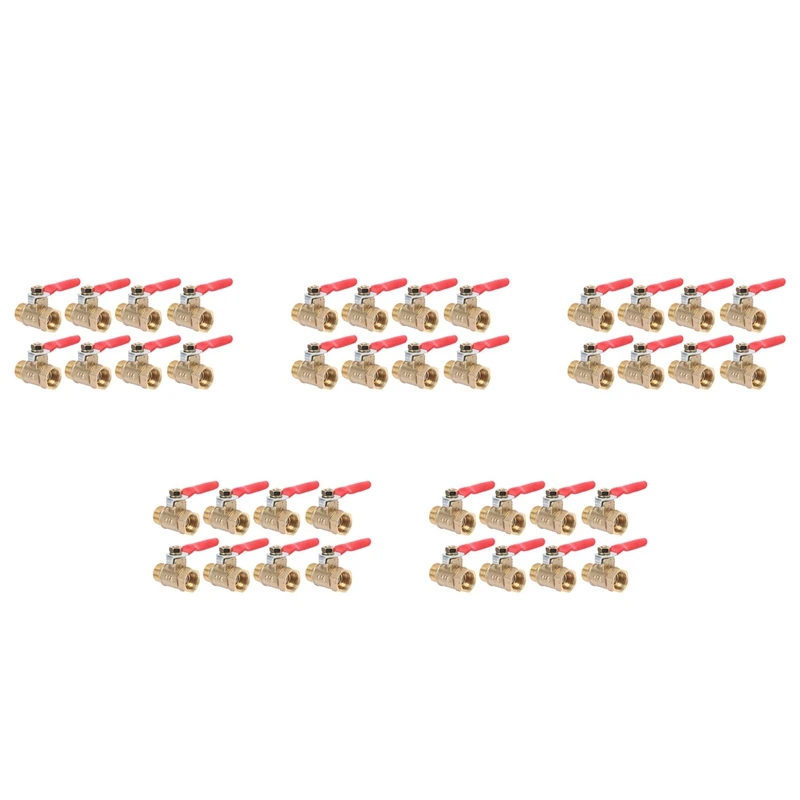40PCS 1/4 Inch Heavy Duty Brass Ball Valve Shut Off Switch Male And Female NPT Thread Pipe Fitting