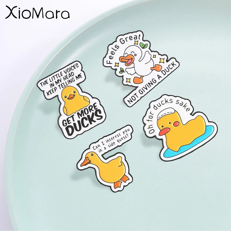 Cute Cartoon Yellow Duck Badge, Funny Humorous Text Quote Enamel Pin, Fashion Accessory, Gift for Yellow Duck Lovers