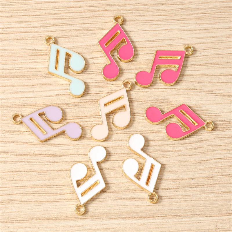 10 Stück 21 x 15 mm niedliche Emaille-Anhänger mit Musiknoten-Motiv für die Herstellung von Halsketten, Ohrringen, Armbändern, DIY-Handwerk, Schmuckzubehör – Detail 4