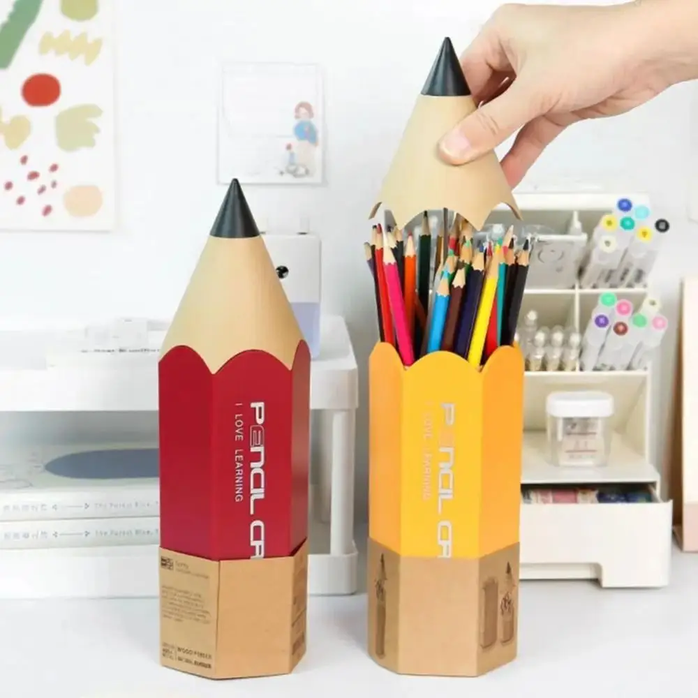 

Learning Supplies Dustproof Lid Pencil Box Large Capacity Pencil Shape Cartoon Pen Case Plastic Cute Pencil Case Stationery