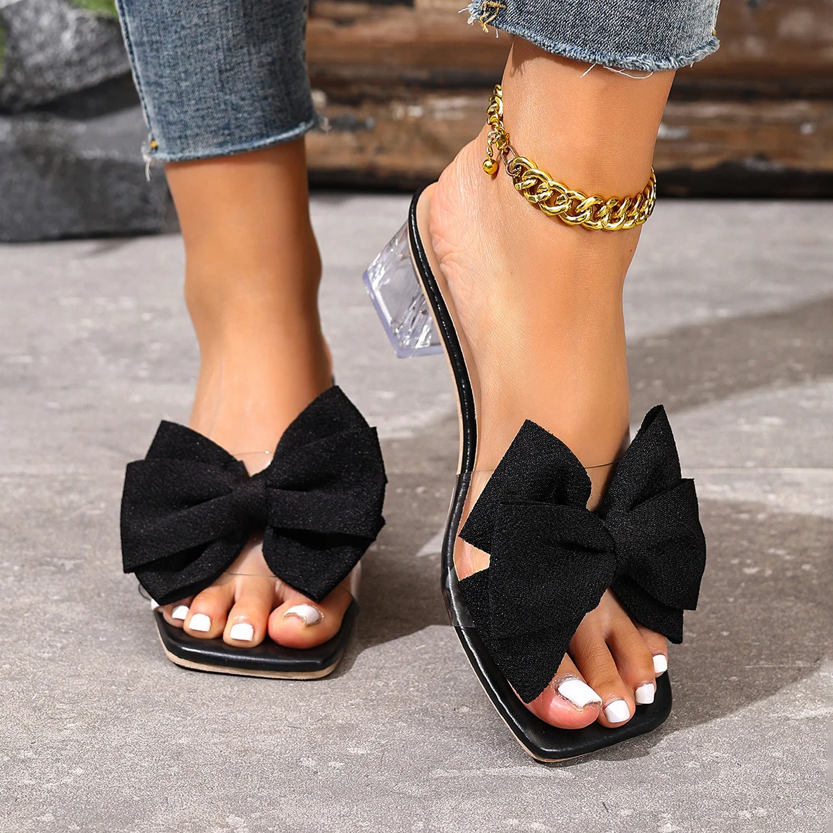 Women 2026 High Heels Buckle Sandals Strange Style Slippers Square Toe Slip on Sandals Sexy Summer New Dress Party Shoes Women image 5