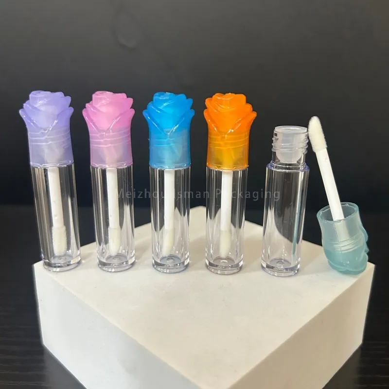 

50Pcs Stock Mini 2.5ml Wholesale Cosmetic Empty Flower Lid Lip Glaze Tube Lip Gloss Tubes Luxury Container Lip Balm Packaging