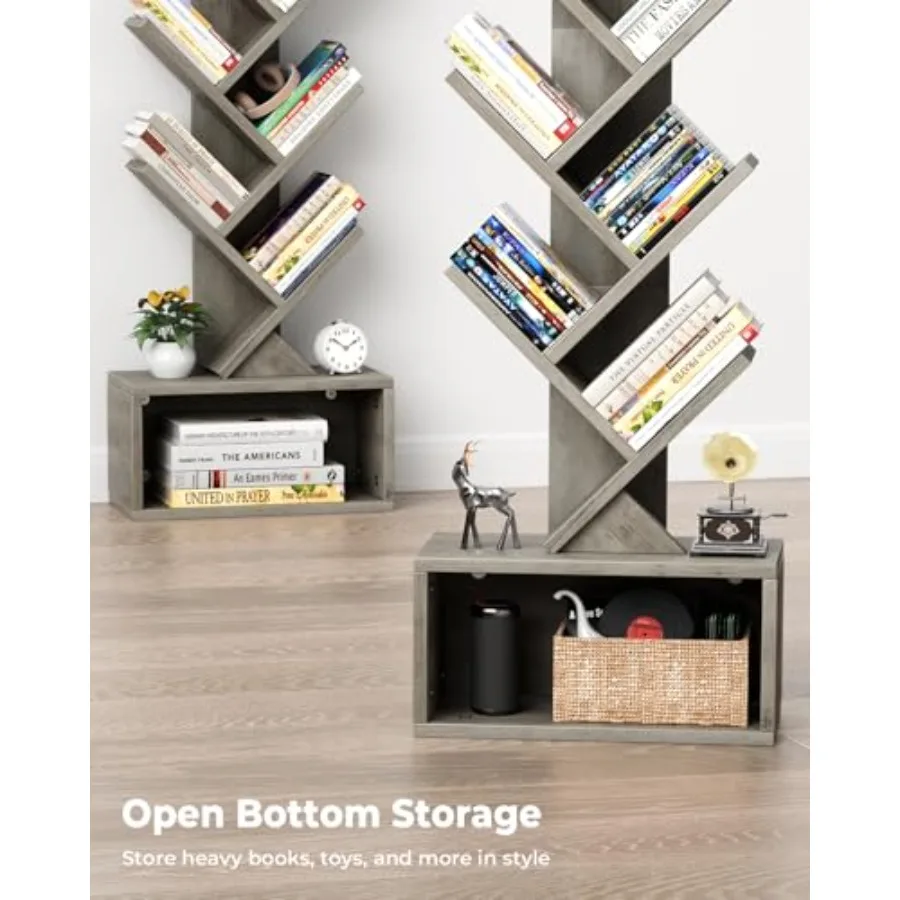 Modern Bookcase Tower with Integrated Lights