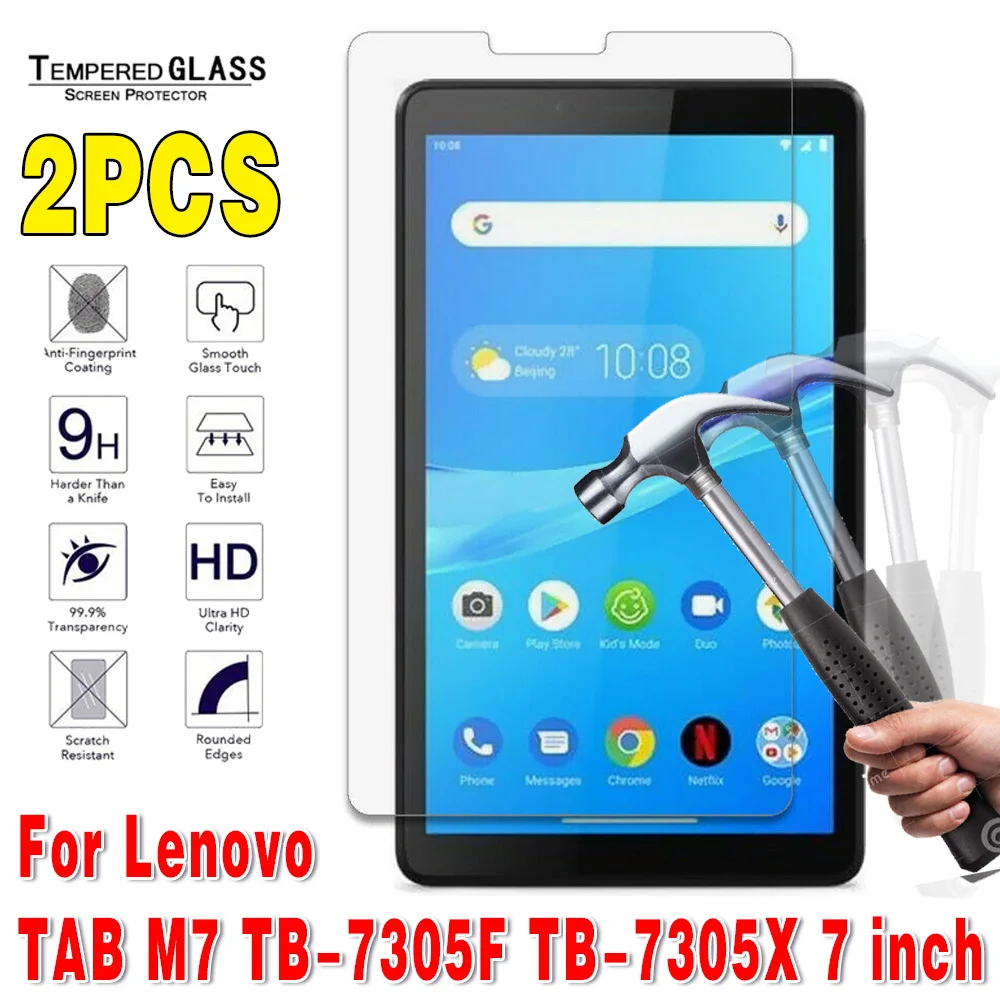 

2Pcs Tempered Glass Tablet Screen Protector for Lenovo TAB M7 TB-7305F/TB-7305X 7 Inch 2.5D Full Cover Protective Film