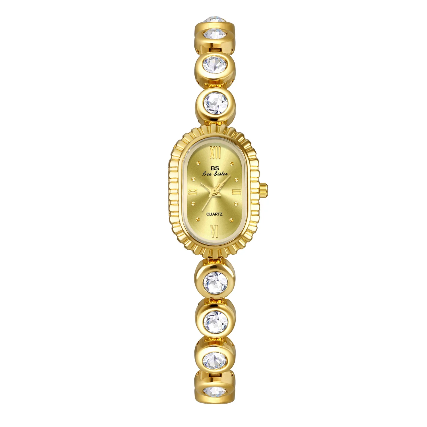 Orologio da polso da donna di marca BS orologio da donna con diamanti dorati orologi al quarzo orologi impermeabili di lusso in acciaio inossidabile