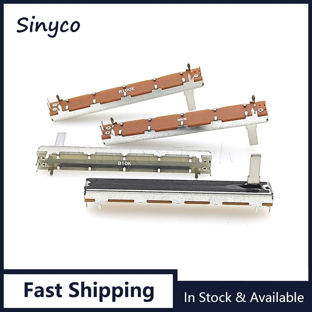 2PCS SC6021N 75MM Straight Slide Potentiometer A10K B10K B50K B100K Single Channel Mixer Fader Travel 60mm Handle Length 15mm
