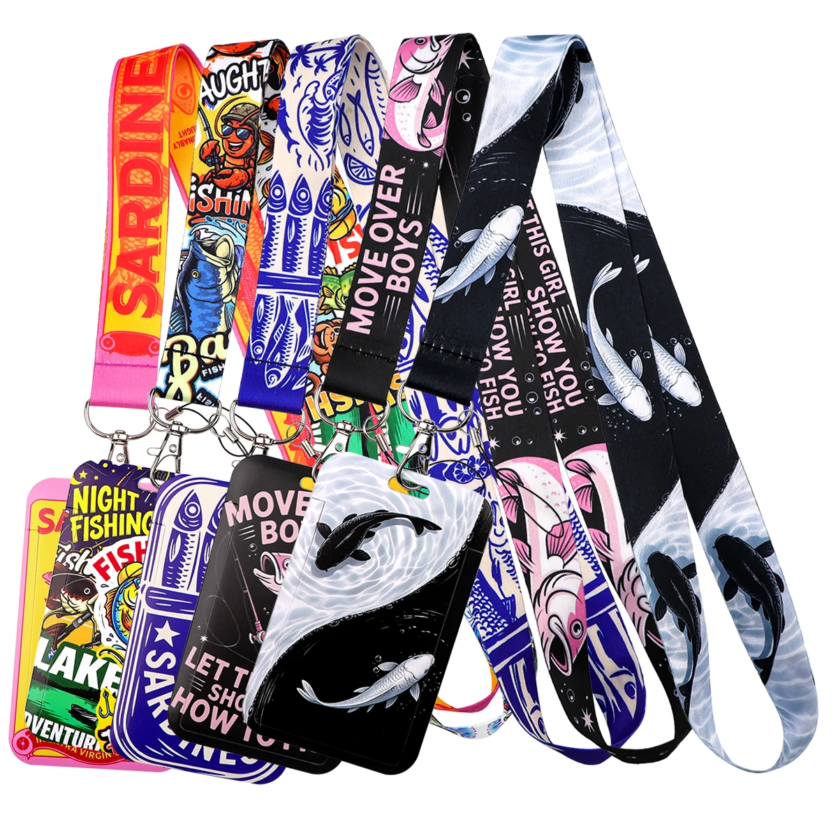 Cartoon Fish Credential Holder SARDINES Lanyards for Key Neck Strap For Card Badge Gym Keychain Keyring Accessories Gifts
