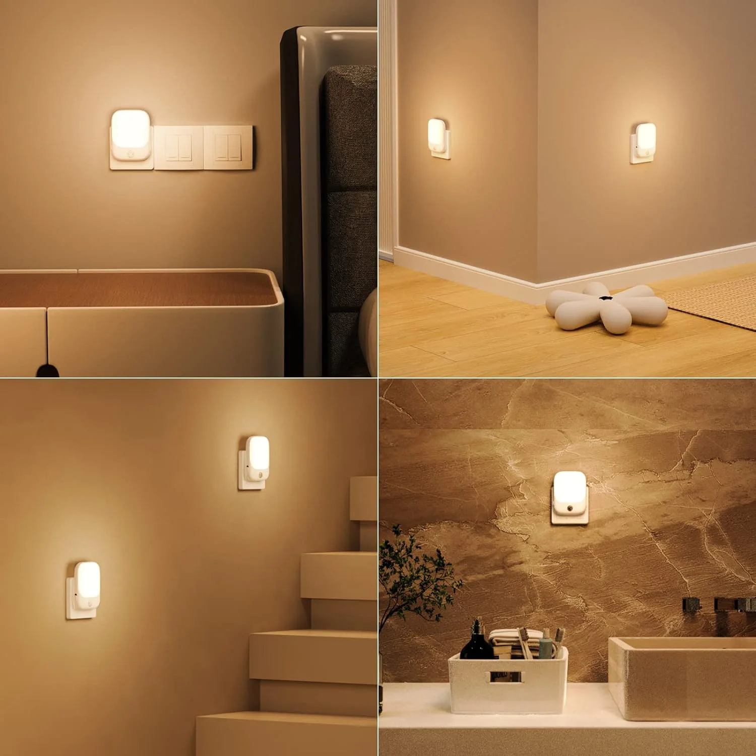 1pc/2pcs Night Light EU  Plug in, Motion Sensor Night Lights Plug in Wall.  Soft Warm White nightlights, Smart Movement Sensor