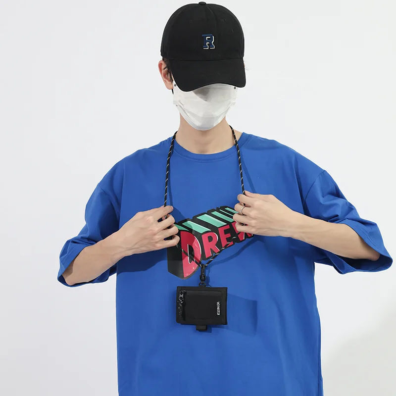 Unisex portemonnees nieuwe Japanse harajuku trendy geruite hangende nek crossbody portefeuilles eenvoudige veelzijdige multifunctionele kaarttassen