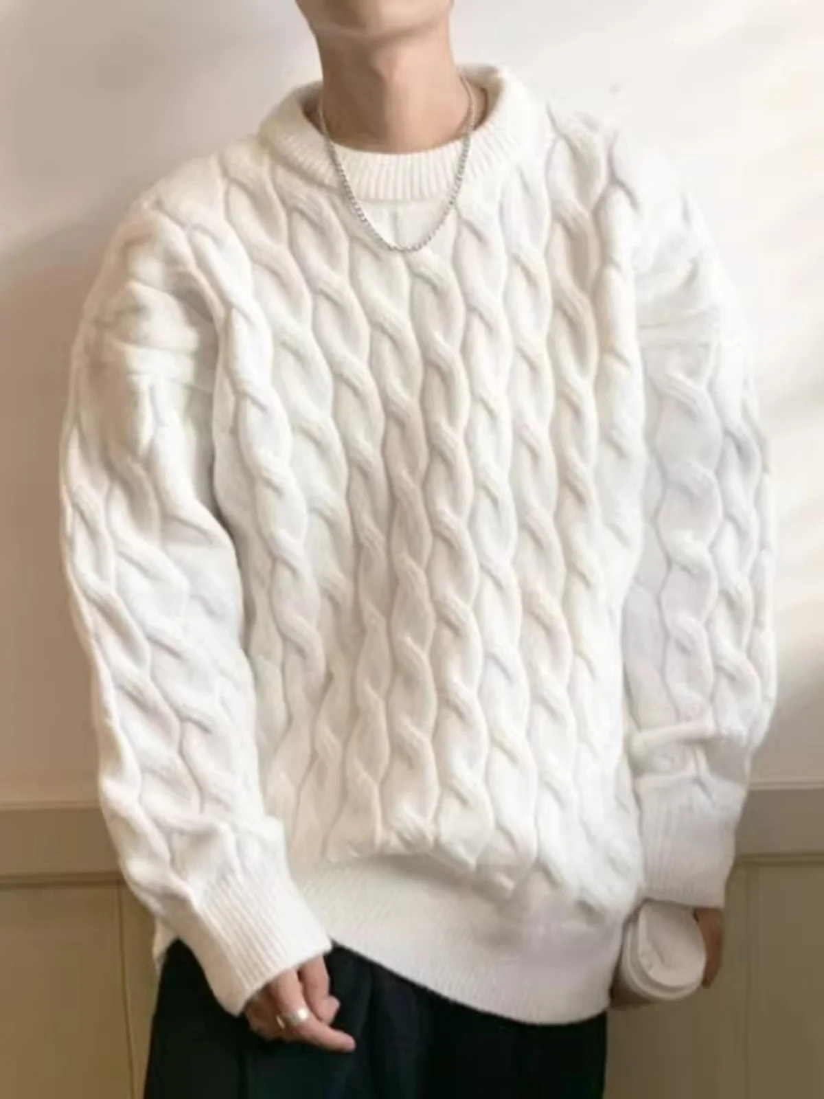 

Loose Men's Knitted Sweater Summer Autumn Winter round Ne Long Sve Casual Wear Polyester Fiber Youth Faion Sle