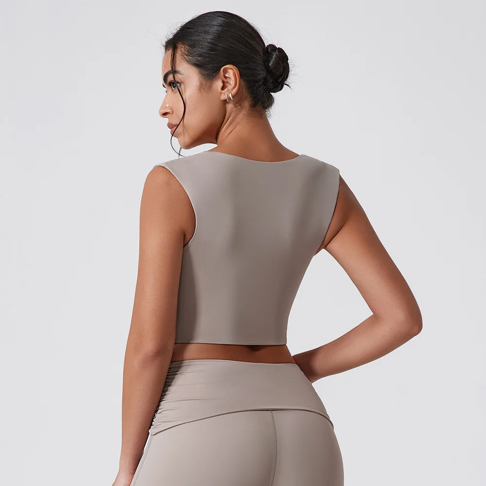 Maxdutti Sexy Back Camisole Shockproof Fitness Outerwear Quick Drying Slim Fit Fashionable Yoga Top T-shirt Woman Clothes Female
