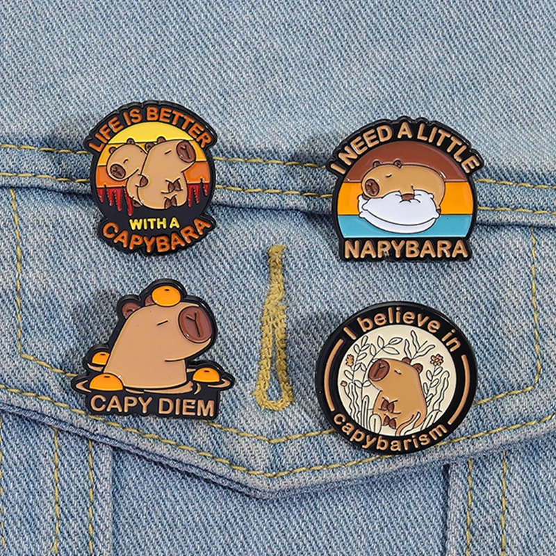 I Believe Capybariam Enamel Pin Enamel Pin Cute Capybara Capy Diem Animal Brooches Lapel Badge Cartoon Jewelry Gifts For Friends