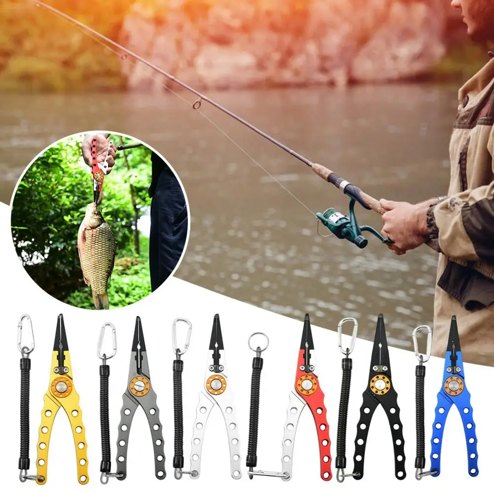 Fishing Gear Accessories Aluminum Fishing Pliers Resistant Surf Tackle Multitool with Braided Line Cutter Split Ring Opener Hook