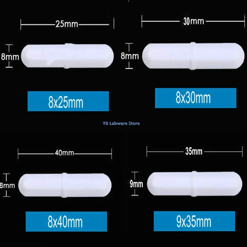 10 stks/partij 6mm Tot 70mm Lab Hittebestendig Type-B PTFE Cilindrische Magneetroerder Geschikt voor PTFE Roer Bar