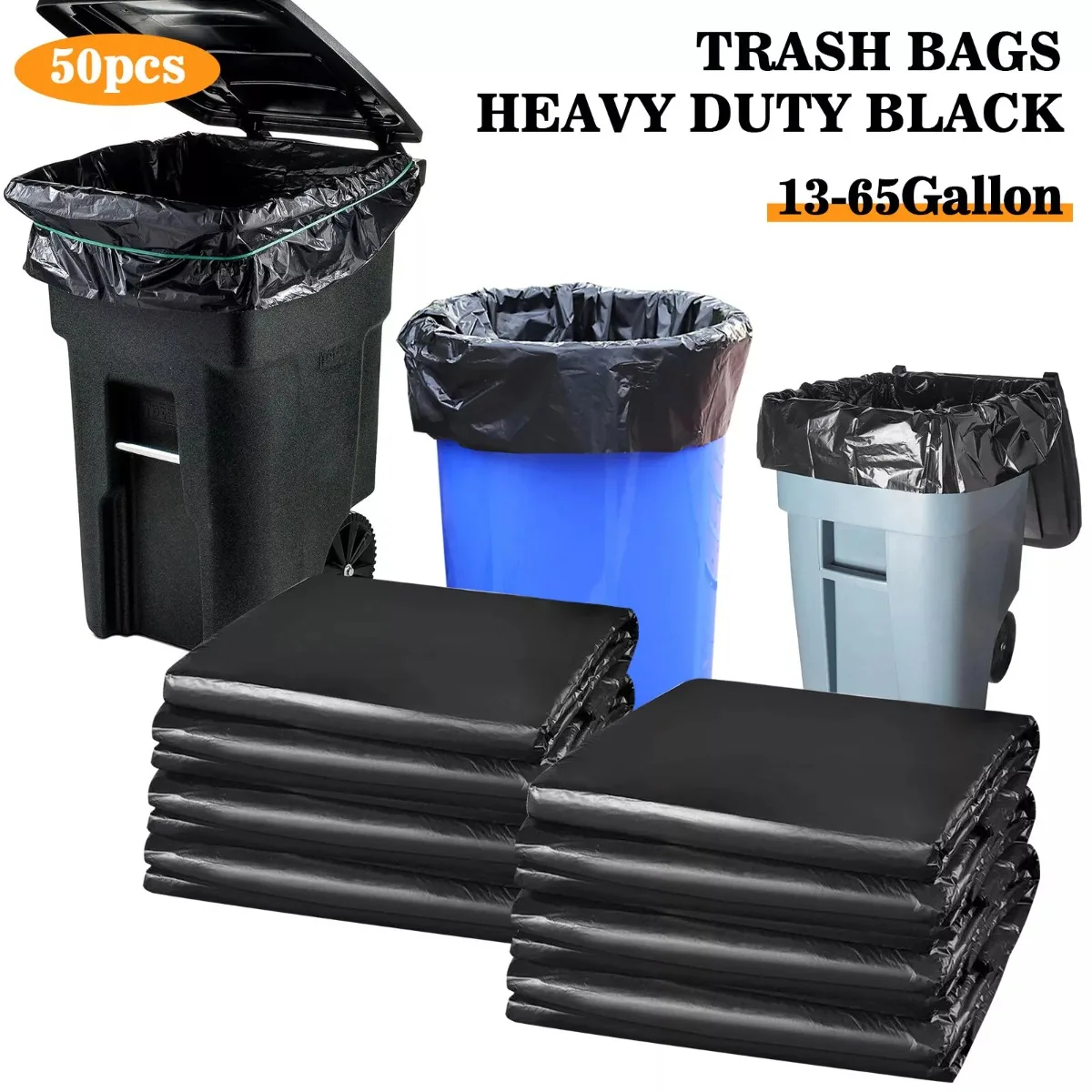 Large garbage bags 50 13/33/45/60/65 gallon heavy duty garbage bags