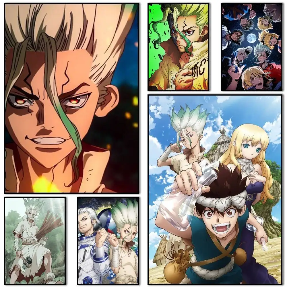 

Science Bro Dr. STONE Senku Ishigami Poster Self-adhesive Art Waterproof Paper Sticker Coffee House Bar Room Wall Decor