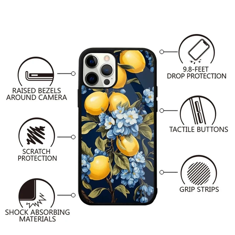 Fruit lemon Painting  Phone Case Strong Magnetic For IPhone 16,15,14,13,Pro,Max,Plus,11,12,Mini For Magsafe Wireless Charging