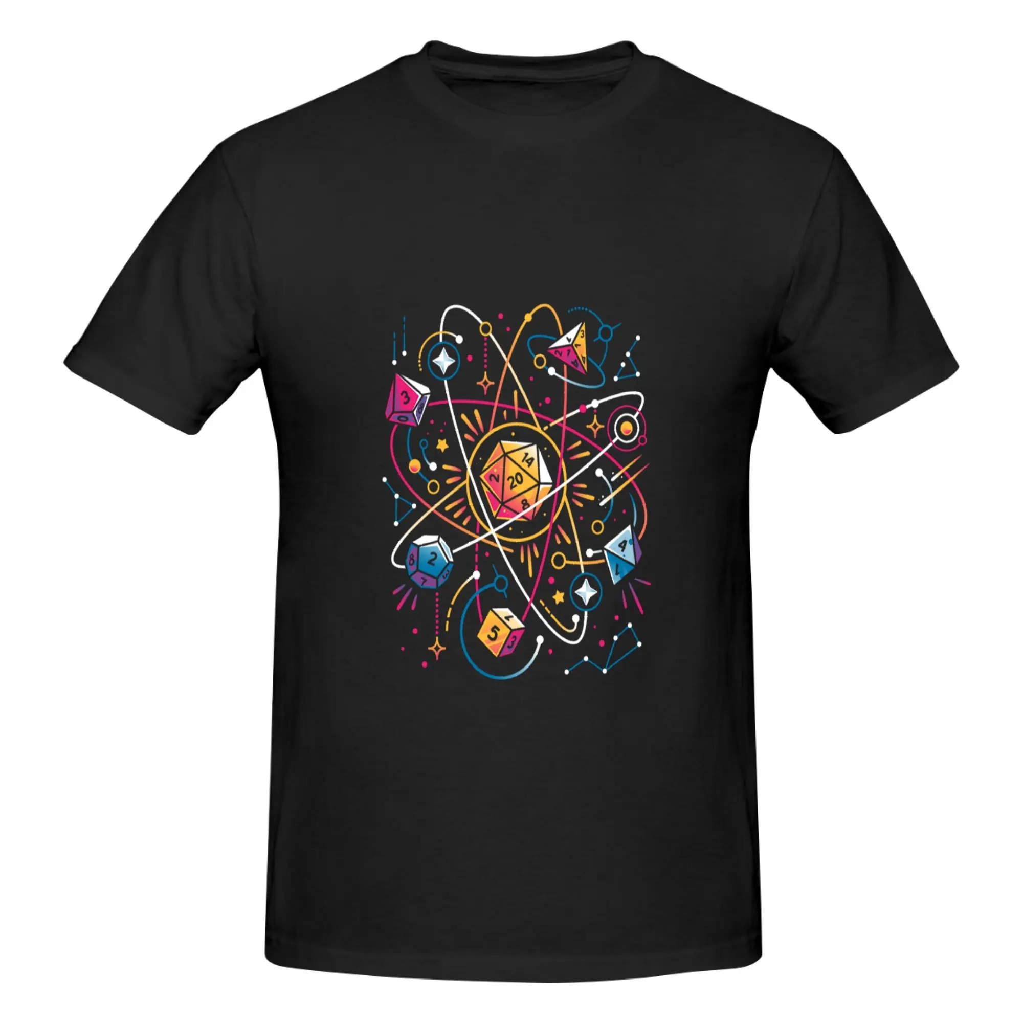 Funny Orbital Atomic Dice - Space RPG  Men's Printed T-Shirt Unisex T shirtCotton