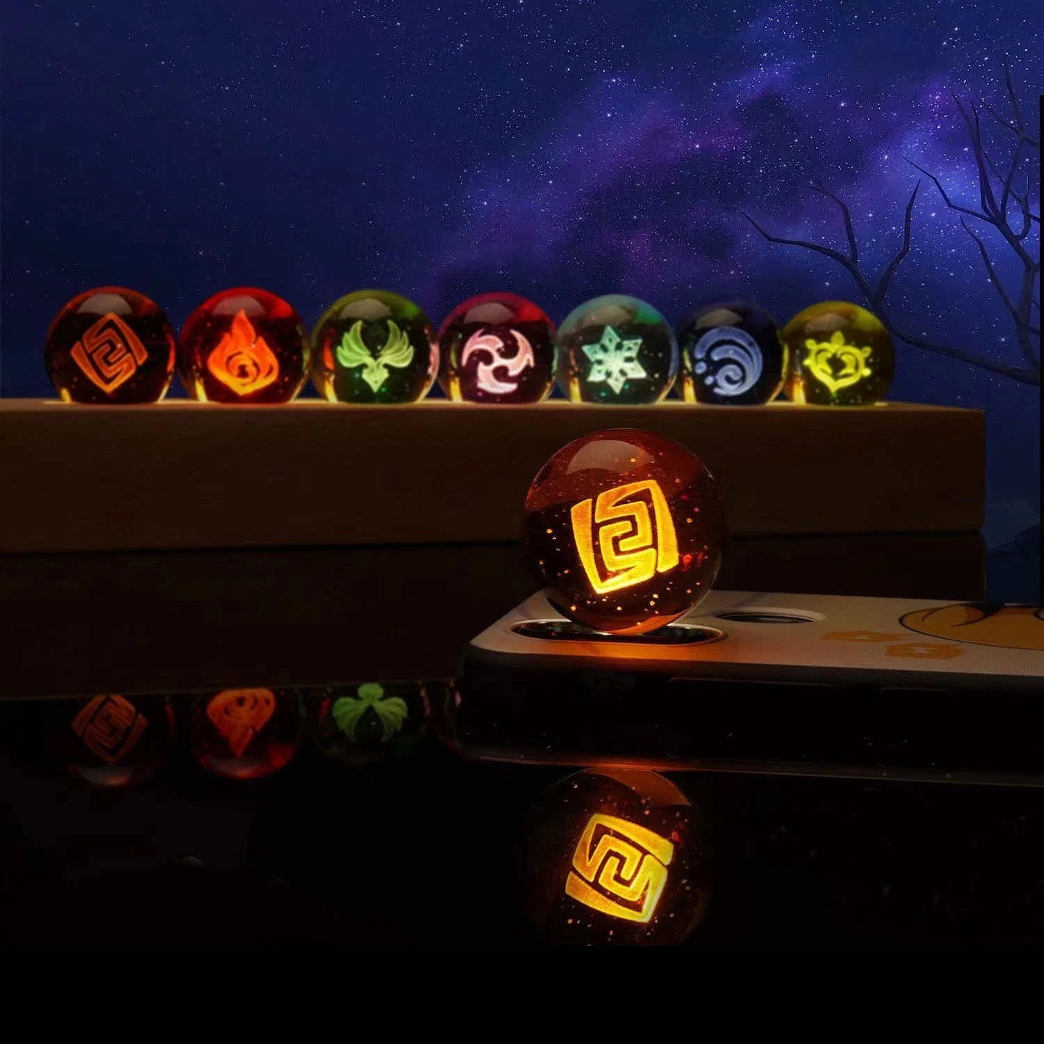 Boule de cristal Shoe stéréoscopique 3D, périphérique de jeu d'anime, œil de Dieu, ornements de bureau, dessin animé secondaire, cadeau de vacances Yuan