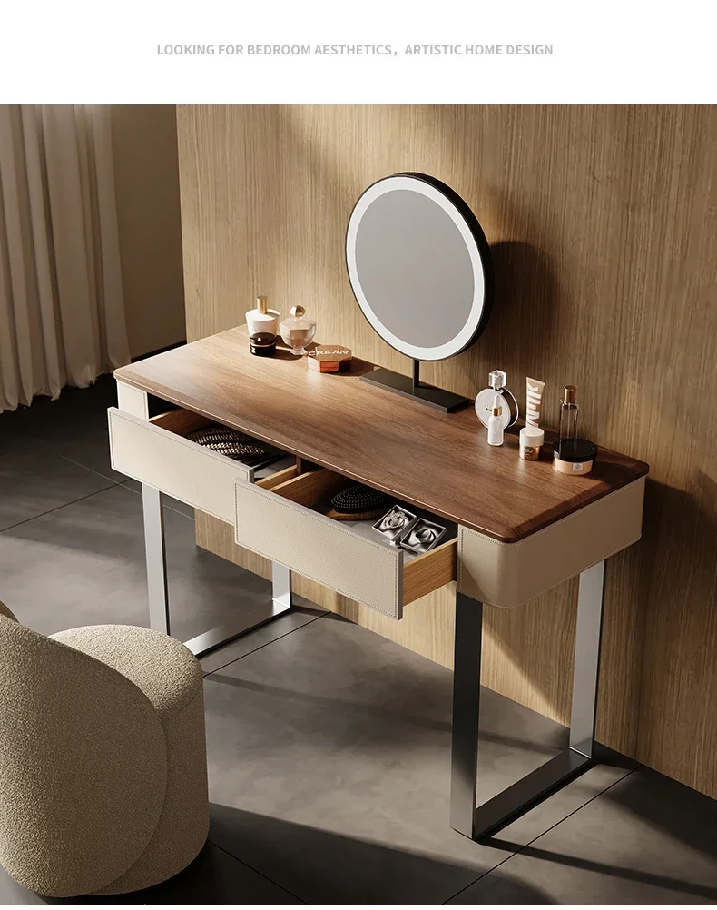 

D96 2025 new bedroom light luxury high-end makeup table small apartment medium and ancient style simple integrated makeup table