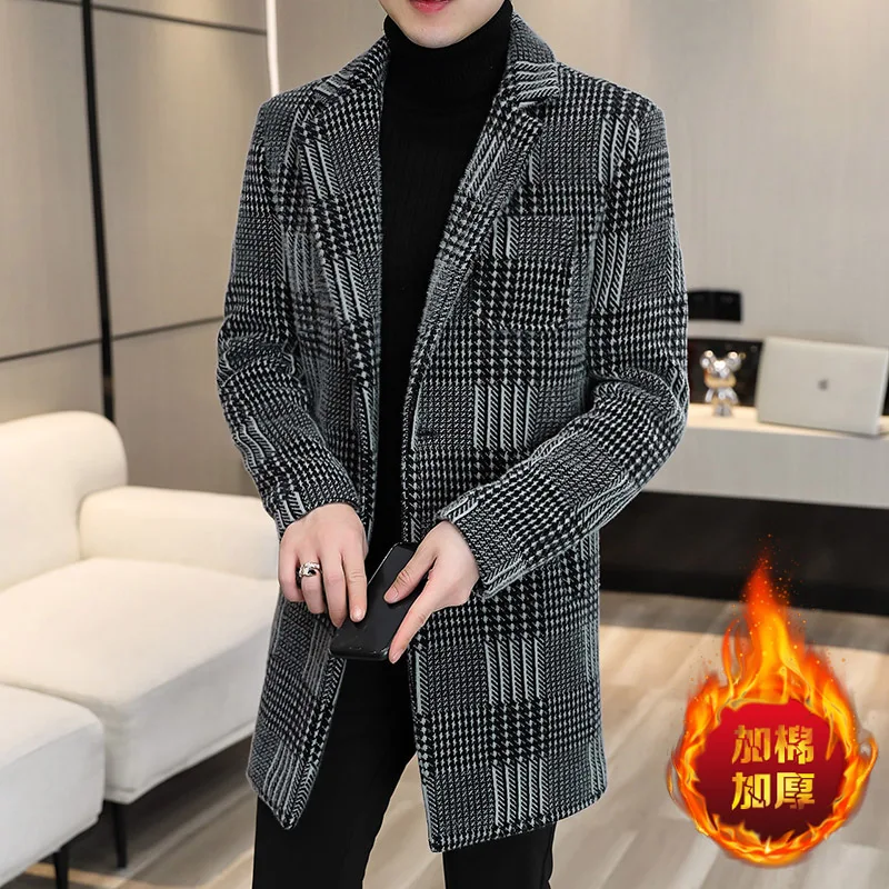 2023 autunno inverno giacche di lana lunghe uomo addensato caldo Casual Business Trench cappotto sociale Streetwear abbigliamento uomo