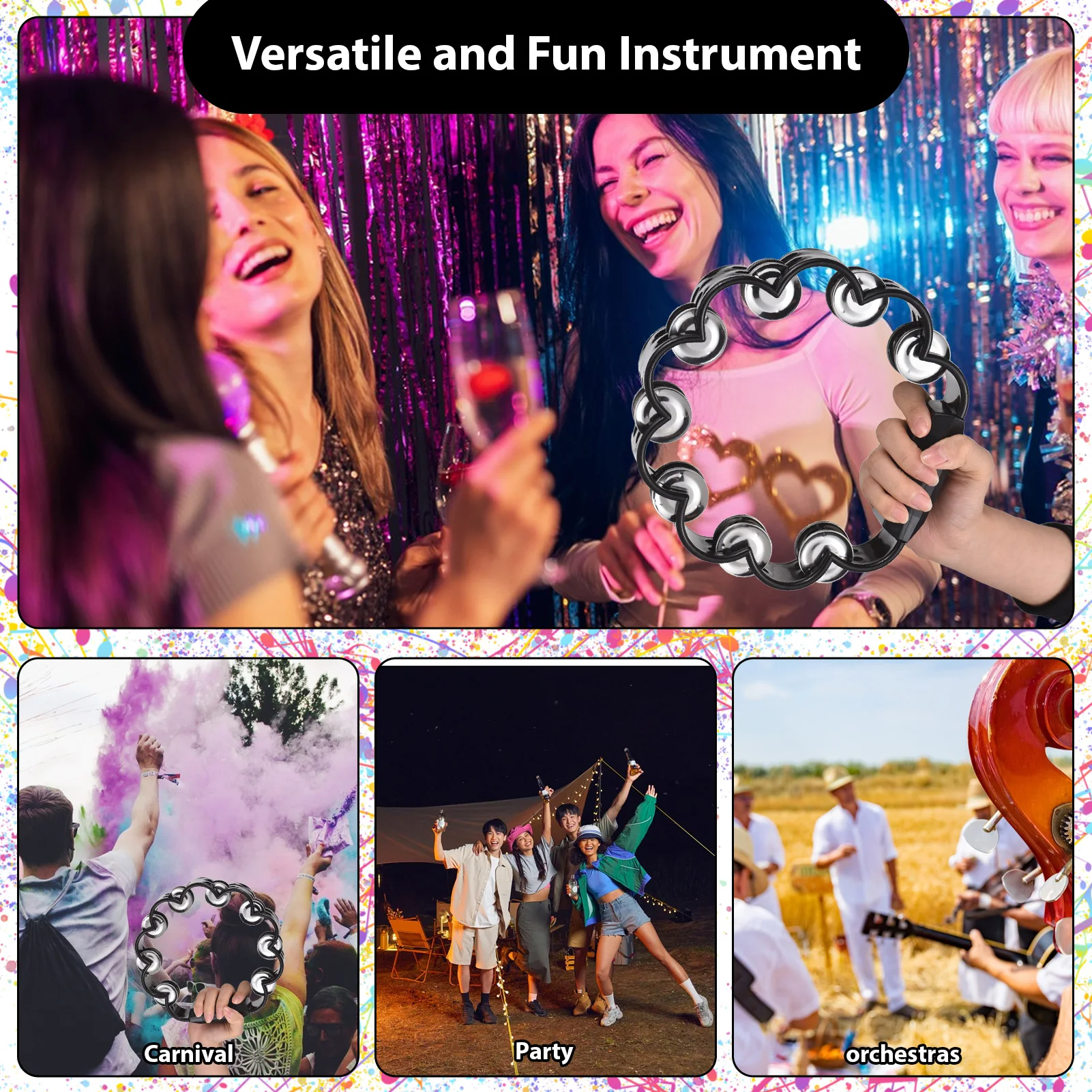 الدف للبالغين اليد مكرنك حلقات الجرس جرس معدني أدوات قرع الصوت المنزل مدرسة لوازم الحفلات جلجل مزدوج #3