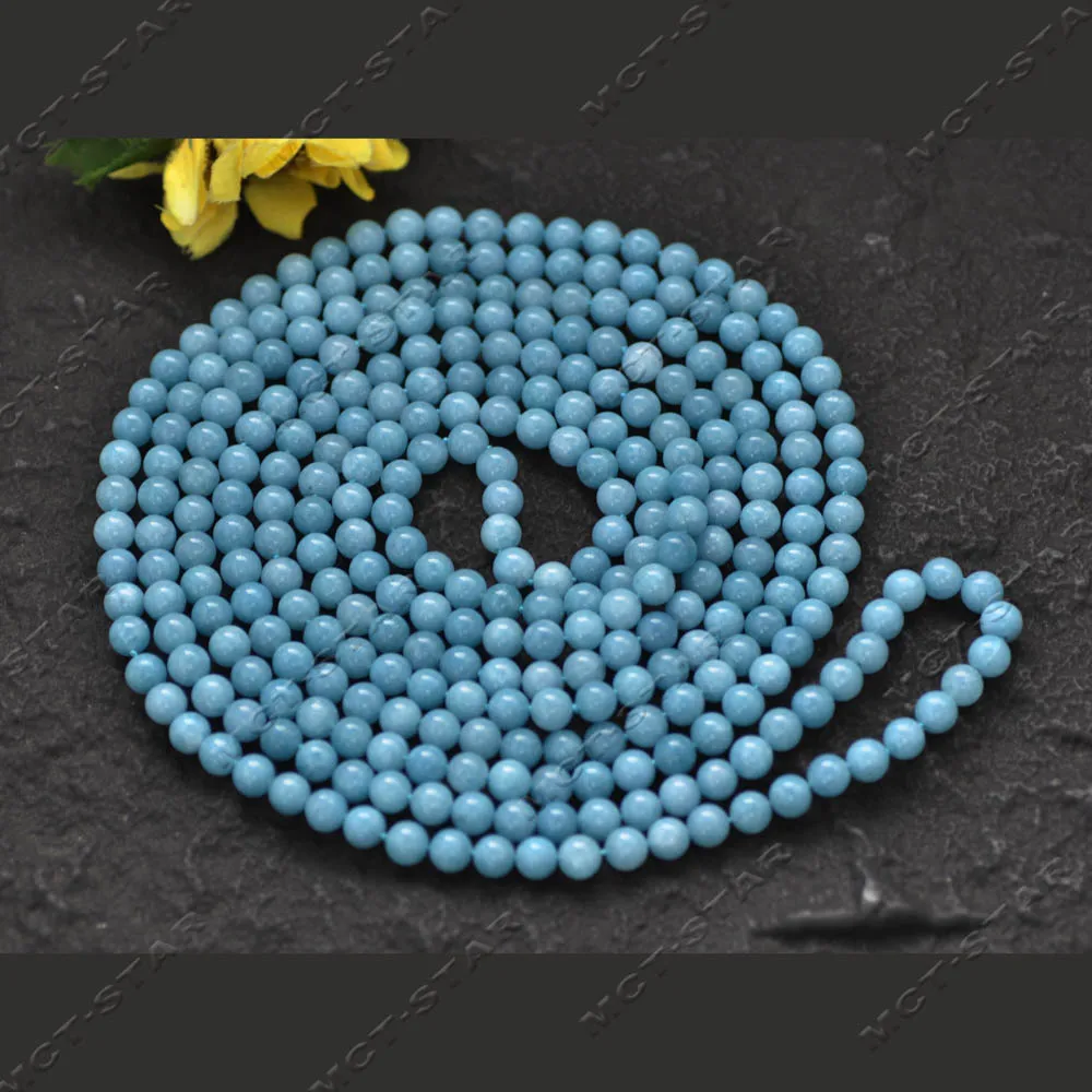 

MCT·STAR 100" 8mm Natural Blue Round Aquamarine Bead Long Necklace (Z14480)