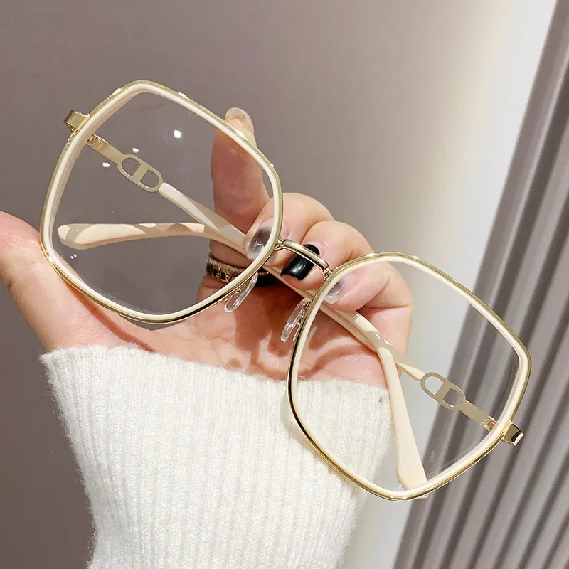 Fashion Milk white frame glasses Women Men Anti blue light glasses Oversized Polygon Frame Clear Lens Computer Glasses очки image 4