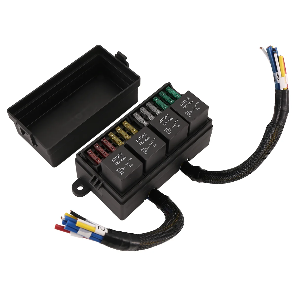 12V Car Fuse Relay Box Pre-Wired Fuse and Relay Box with 4 Relay 12 Way ATC/ATO Fuses Sealed 12V Relay Fuse Box