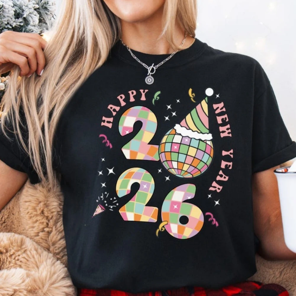

Happy New Year 2026 Shirt New Year Party T-Shirt New Year Celebration Tee Bye Bye 2025 Hello 2026 Shirt Women Unisex Tees
