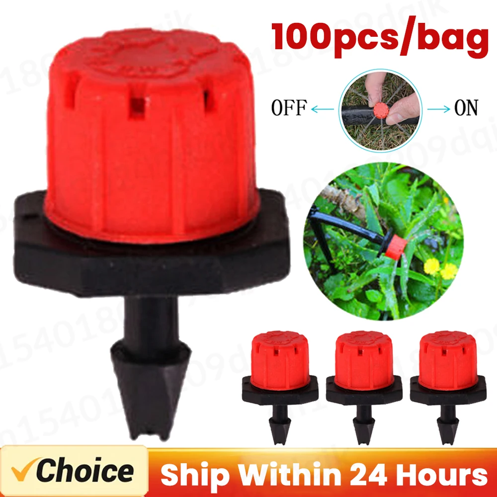 100pcs/bag Water Dropper Adjustable Flow Head Drippers Water Portable Emitter Dripper Micro Drip Irrigation Sprinklers for Yard