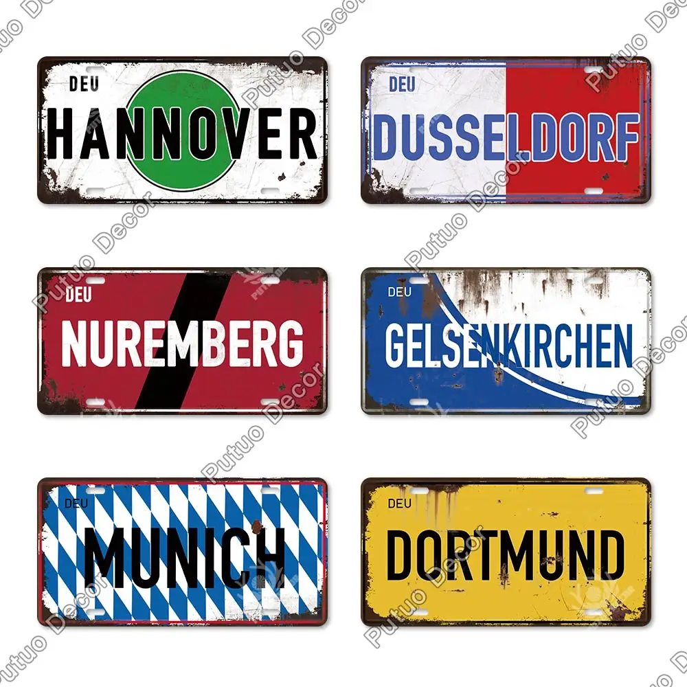 Putuo Decor Germany City Metal Sign Tin Sign Licenses Plate Decor Plaque Metal Vintage Bar Pub Man Cave Club Wall Decoration