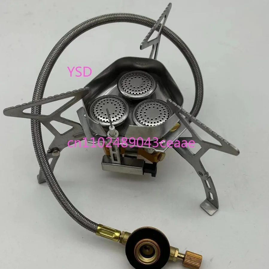 Foldable Windproof Three-head Gas Stove High Firepower Camping Stove Portable Mountain Burner For Hiking Outdoor Trip Supplies