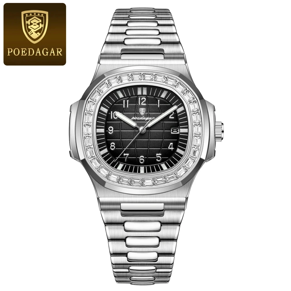 

Poedagar Reloj New Digital Man Black Designer Diamond Clock Men Luxury Watch Automatic Watches Mens Fashion Quartz Wristwatches