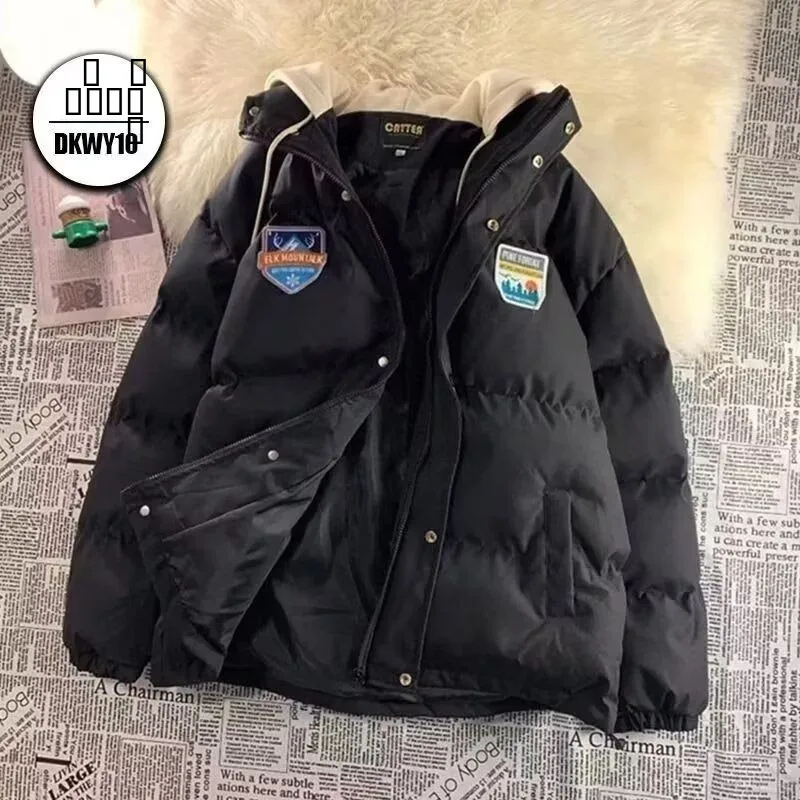 معطف شتوي للرجال من Thiened Fce مبطن بالخبز من القطن Jaet Hip Hop Sle تصميم بسيط من ألياف البوليستر طويل Sve سحاب C...