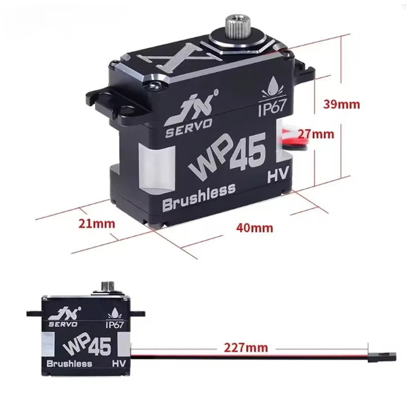 JX Servo WP45 Waterproof Servo-45KG Torque, IP67 Rated, Brushless, Full Metal Gear, CNC Shell, for RC, Robotics & Industrial Use