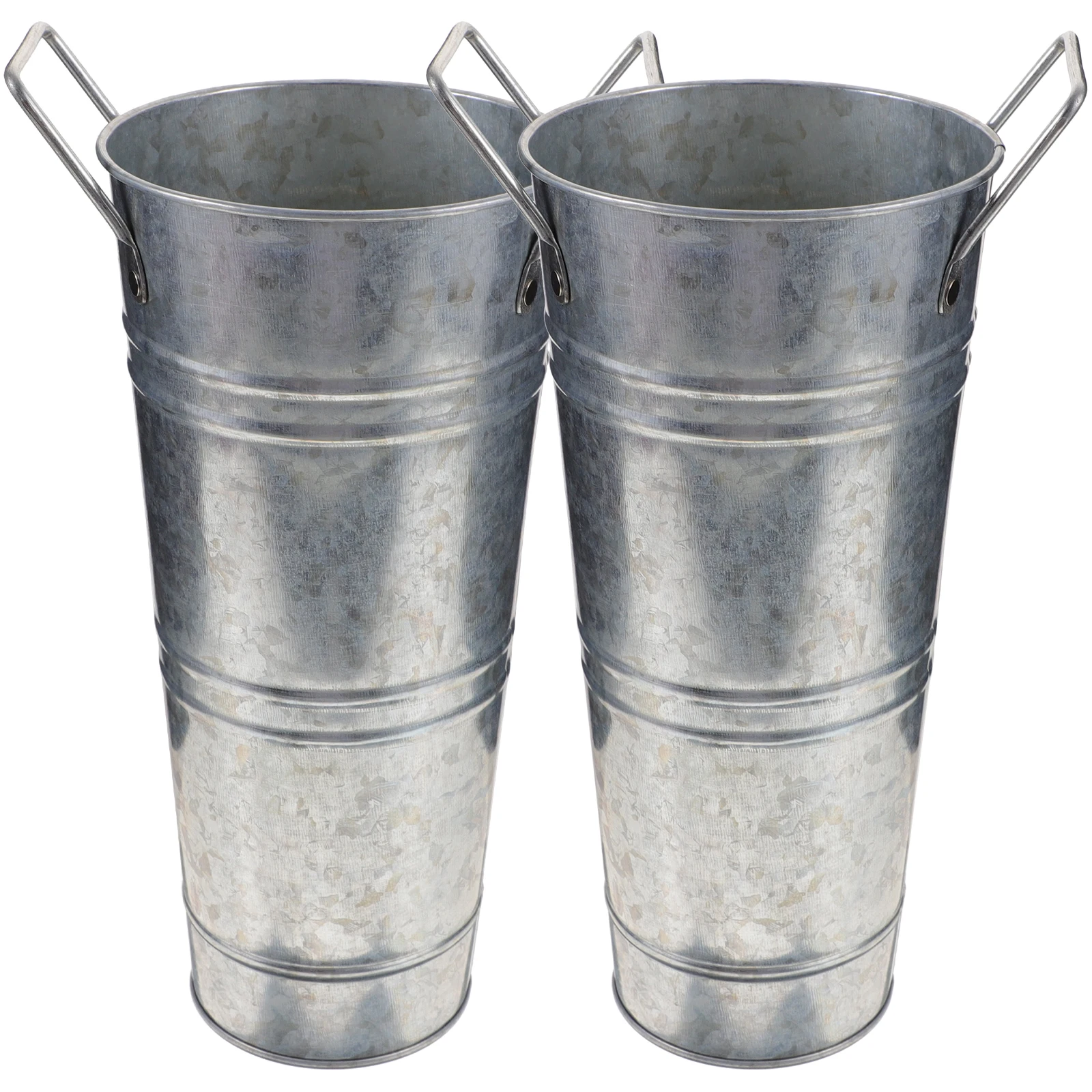 

2 Pcs Retro Flower Bucket Vintage Metal Rural Flowers Vase Buckets Florist Galvanized Iron with Handle