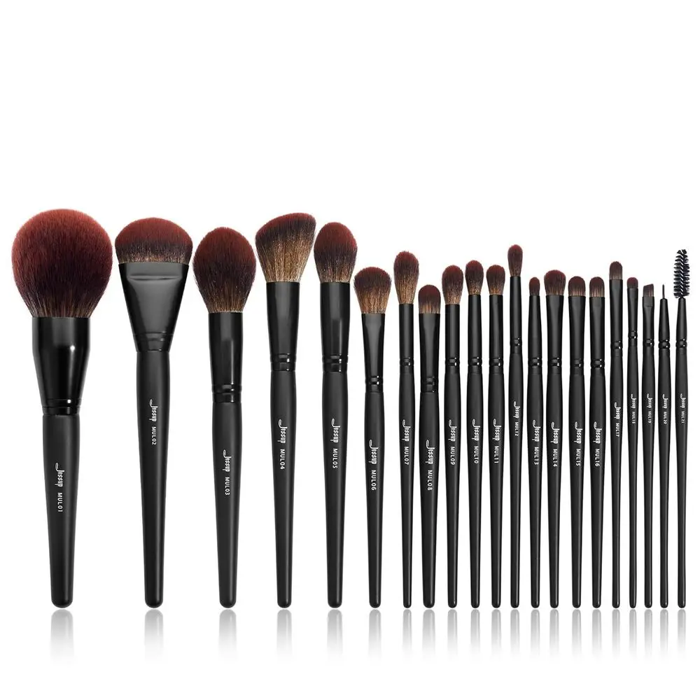 

Makeup Brushes Set Premium Synthetic Powder Foundation Highlight Concealer EyeBlending Eyebrow Liner Spoolie Brush Set Black 21p