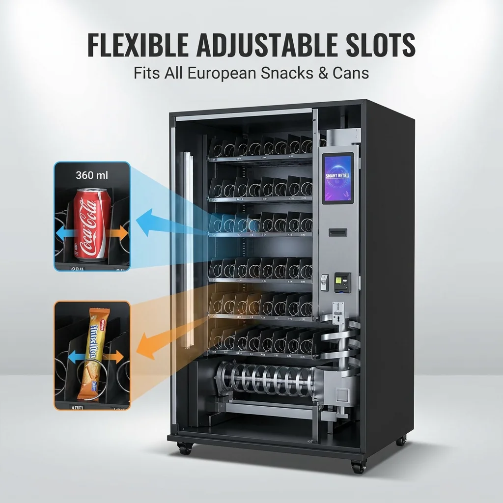 Adjustable Product Slots Large Capacity Cold Drink Vending Machine Snack Beverage Automaten SDK Cloud-Based Management CE Custom