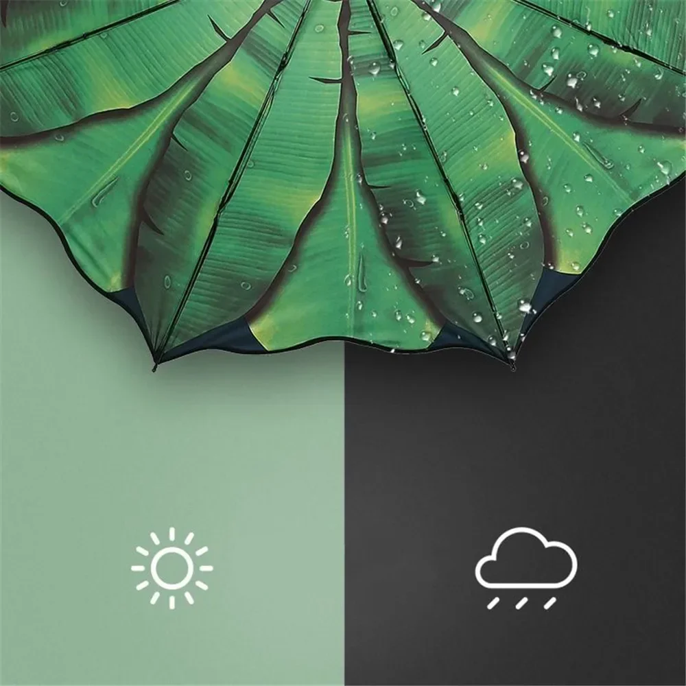 Folding Parasol Umbrella for Men Women Rain and Sun Travel Banana Leaf Umbrella Manual Uv Rain Gear Household Merchandises