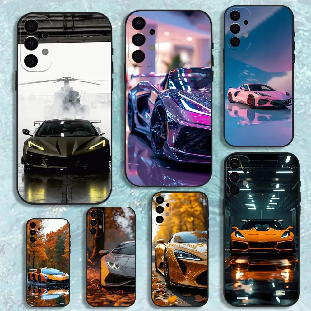 

Fashion Car Cool C-Corvette Phone Case For Samsung S25,S24,S21,S22,S23,S30,Ultra,S20,Plus,Fe,Lite,Note,10,9,5G Black Cover