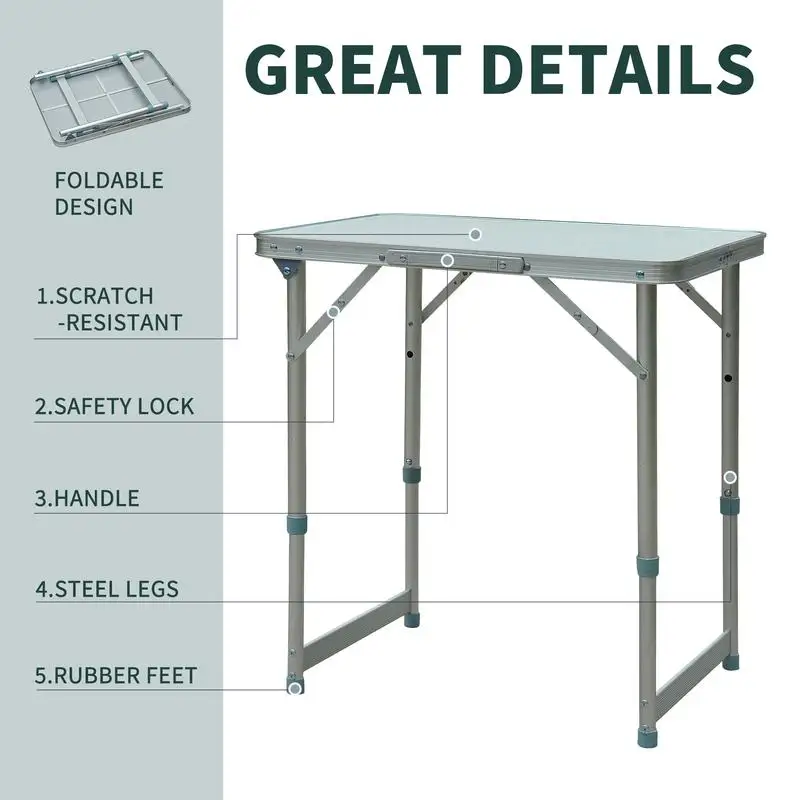 Table de camping portable – Table de pique-nique pliante extérieure légère pour un usage pratique et un transport facile