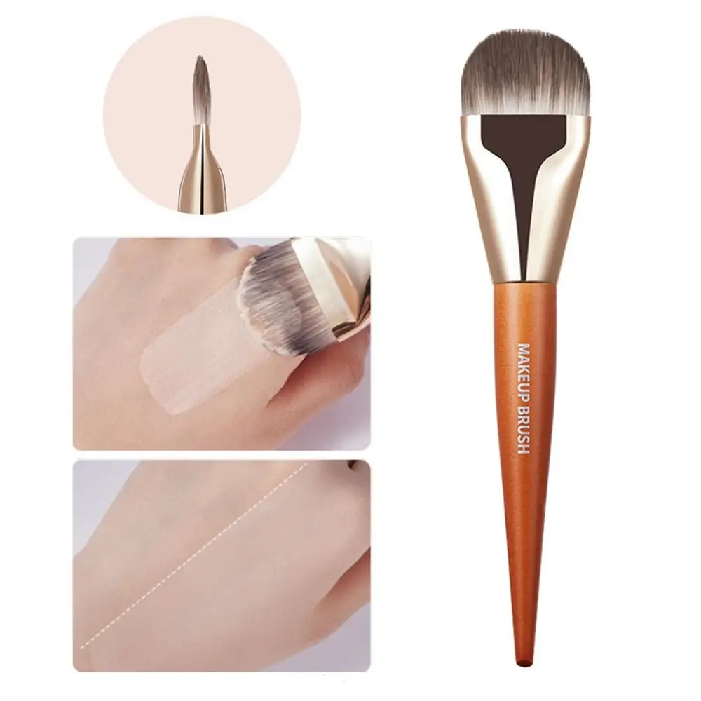 Professional Tongue Shape Liquid Foundation Brush Wooden Handle Soft BB Cream Makeup Brush Widen Seamless Base Brush Makeup Tool