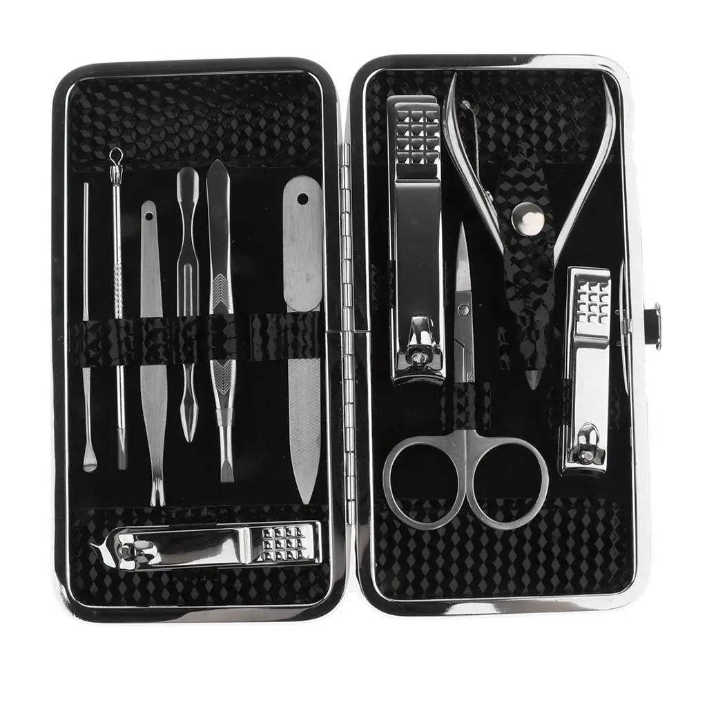 

12pcs Pro Manicure s Scissors Pedicure Set Nail Grooming Earpick Scissors Kit with Case