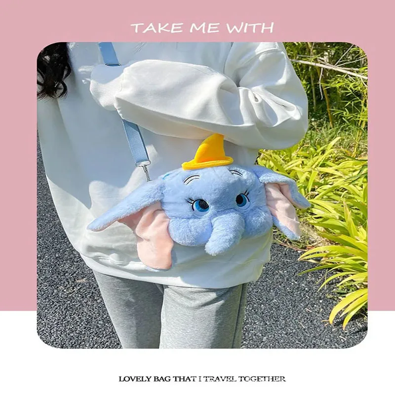 Disney Anime Kawaii Dumbo Soft Doll Collectible Cute Messenger Shoulder Bags Blue Elephant Coin Purse Toys Girls Christmas Gifts