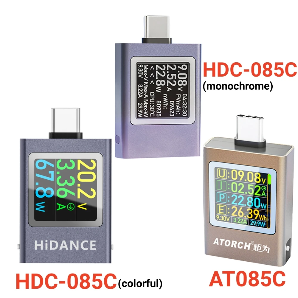 Multi-function Digital Display dc Amperímetro de Tensão Medidor de Potência Tipo-c Celular Carregamento Tester Pd3.1 At085c 4.550v 012a