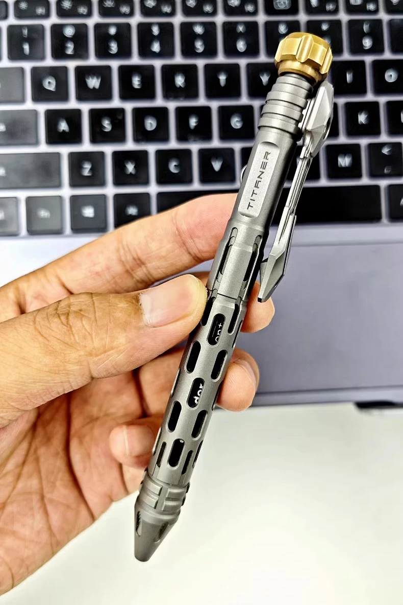 TITANER Titanium Tactical Defensive Pen Signature Skeleton Pen withWindow Breaker EDC Multifunctional Pen